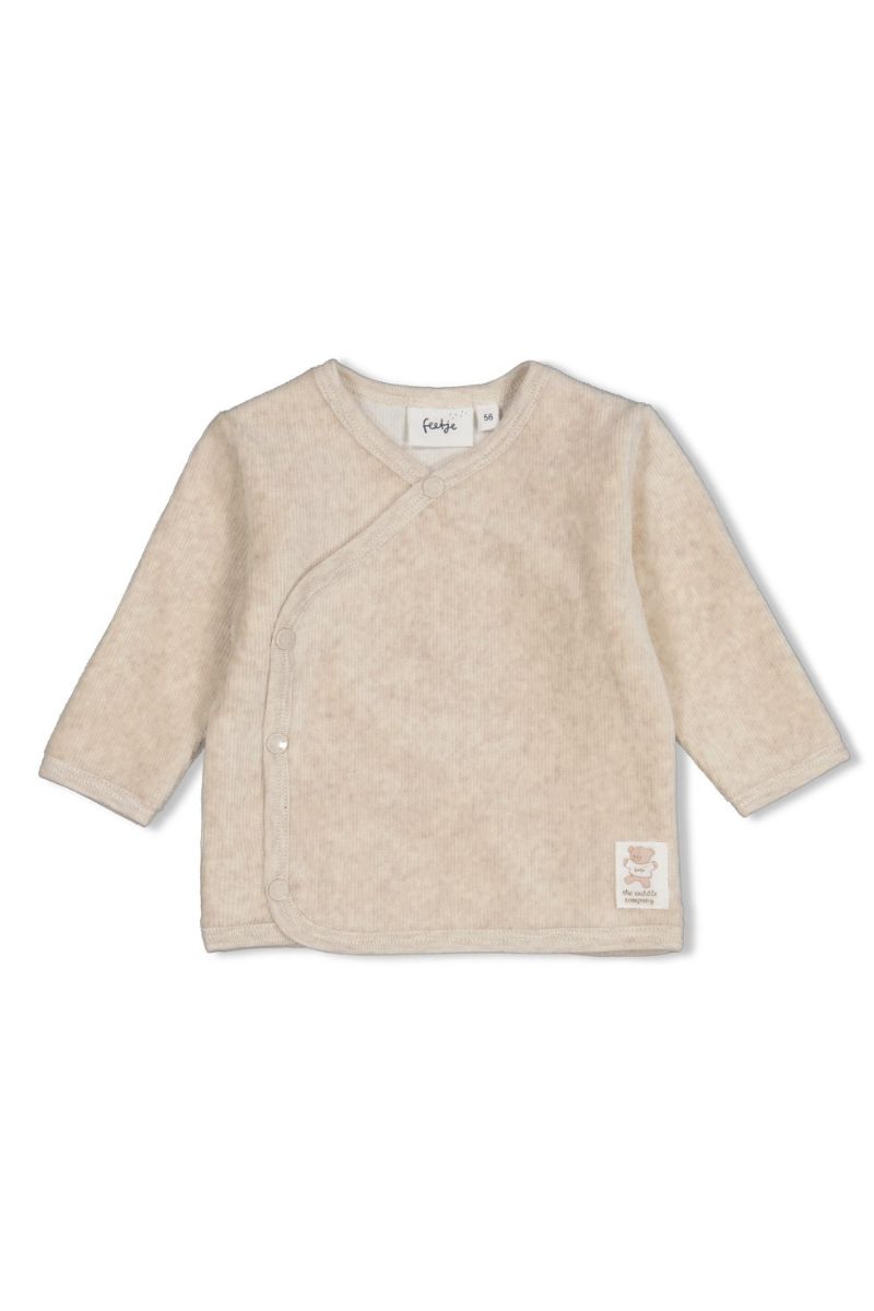 The Cuddle Company Feetje overslagshirt, velours rib, taupe melange
